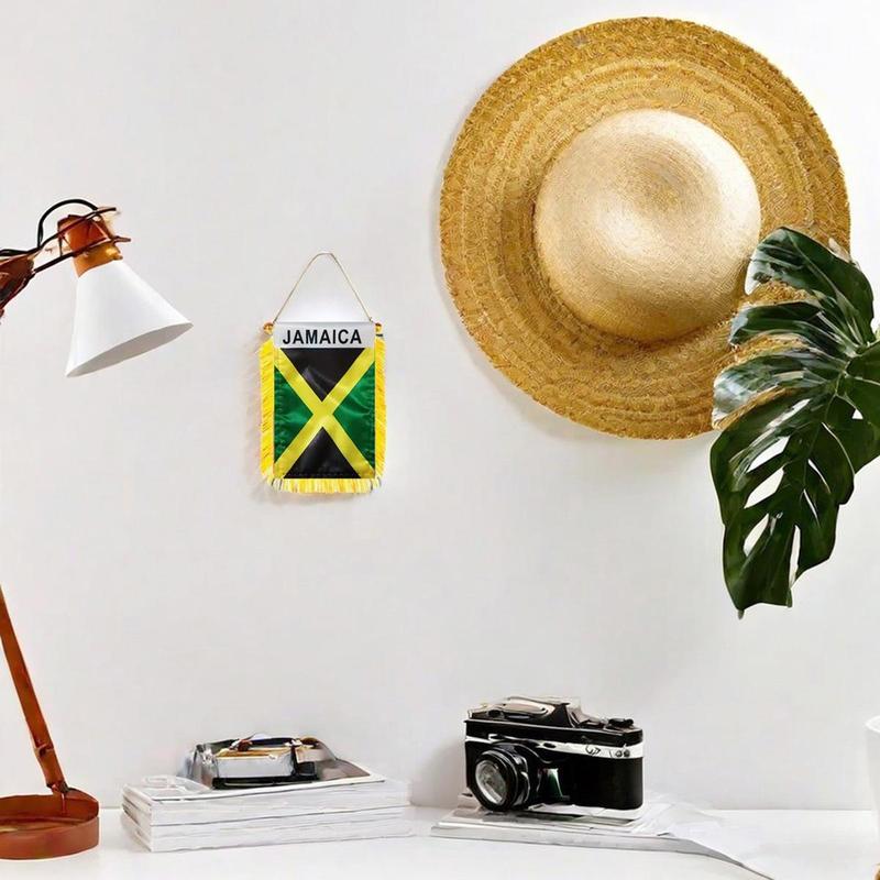 Jamaica Window Hanging Flag, Mini Flag Banner, Car Rearview Mirror Decor, Fringed Hanging Flag with Suction Cup