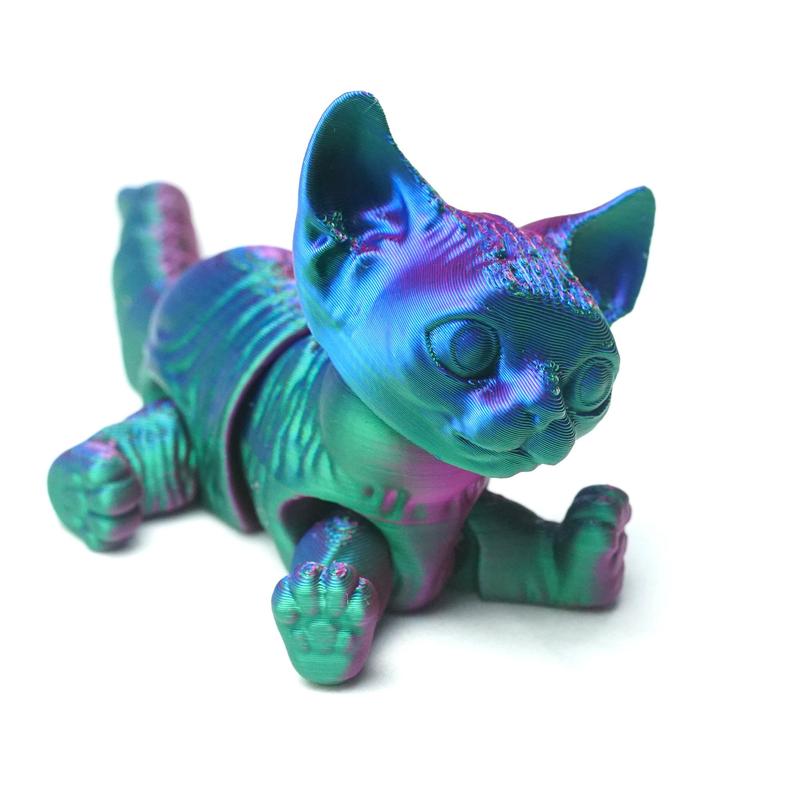 3D Printed Cat Design Figurine, Cute Animal Decorative Ornament, Creative Collectible Toy for Home Office Bedroom Living Room, Fidget Tabletop Ornament