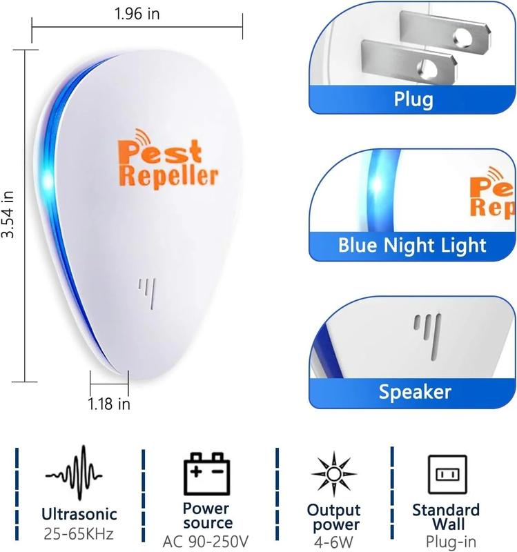 Ultrasonic Pest Repeller Plug in 6 Pack Repellent Control Rodent Mice Indoor, Outdoor, Patio Home