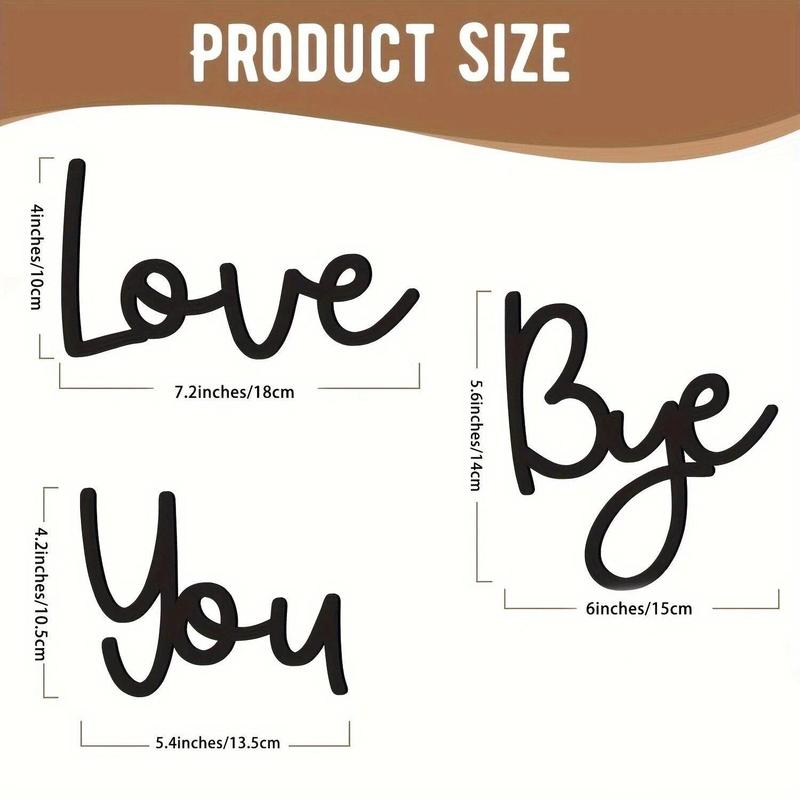 Boho-chic Love You Bye Pattern Wooden Sign, 1 Count Reusable Wall Art with Adhesive Tape, Wall Decor for Home Living Room Bedroom