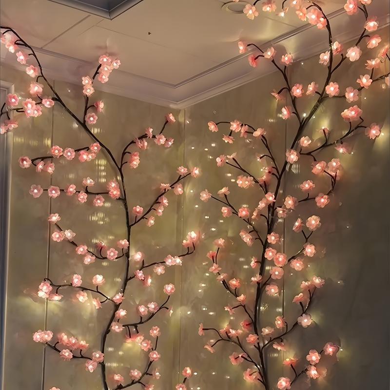 Christmas Cherry Blossom Tree Branch Shaped LED Light Branch, 1 Count USB Powered 96 LED String Light, Decorative Light for Home Party Wedding Festival