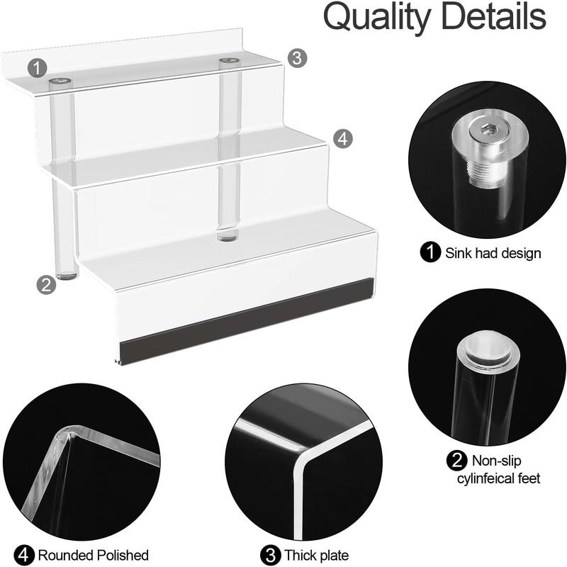 updated version Large Acrylic Display Organizer with LED Light-3 Layers Perfume Stand and Display Step Rack, Men's Cologne Storage Rack, Character Rack, Porta Perfume Para Tocador, Transparent Riser, Dessert Rack acrylic display