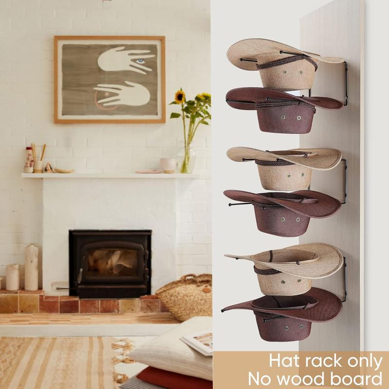 Cowboy Hat Rack 4 Packs Cowboy Hat Holder Hat Hanger Wall Mount Black Hat Hooks for Display(A Beautiful Christmas Gift)