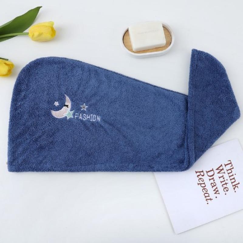 Hair Drying Towel, 1 Count Cute Embroidered Hair Towel Wrap, Soft Absorbent Reusable Shower Cap, Summer Hair Towel Wrap Turban, Bath Hair Towel Wrap