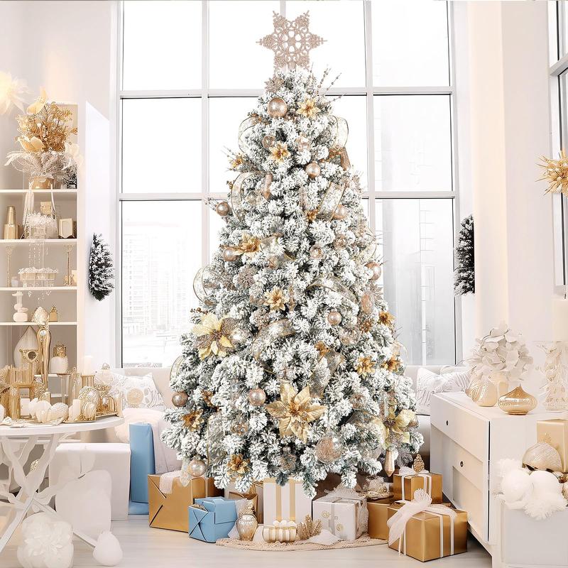 SHareconn 86-Piece Christmas Ornaments Set, Shatterproof Clear Plastic Baubles in a Classic Design, Holiday Wedding Decoration