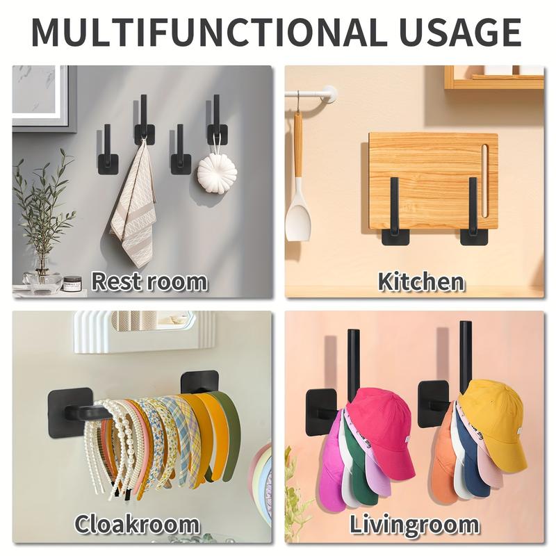 Adhesive Hooks For Wall, Adhesive Hooks For Wall, Space-Saving Entryway Organizer For Bathroom, Bedroom, Punch-Free, Hat Holder For Baseball Hats, Hat Waterproof Hat Storage Stick Scrunchies Holder Organizer