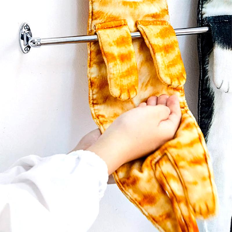 Creative Microfiber Cat Hand Towels for Kitchen and Bathroom, Quick Dry, Soft, Absorbent with Hanging Loops - Fun and Functional Towels