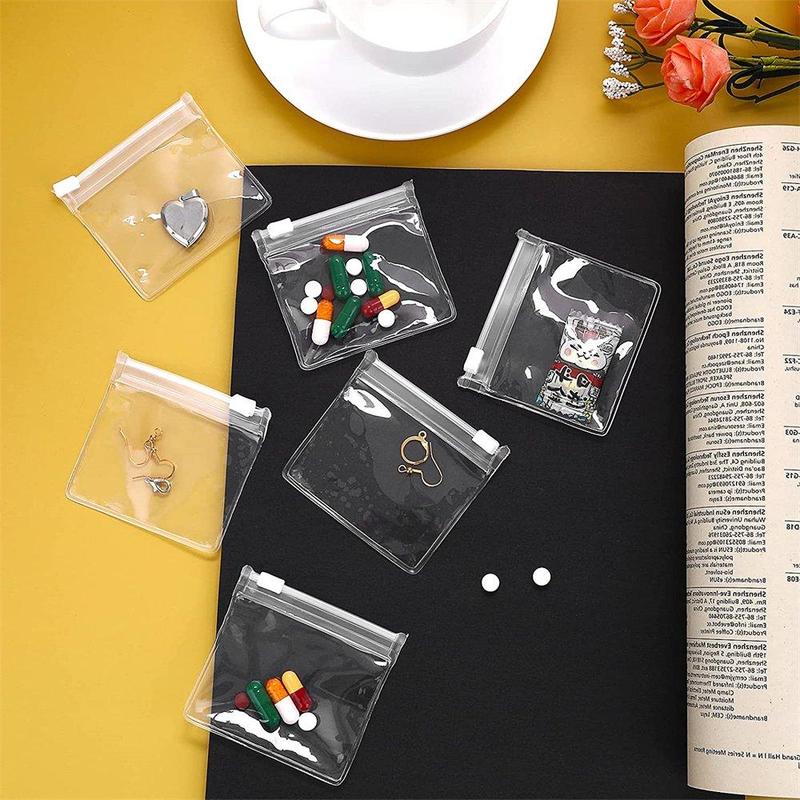 Clear Zipper Pill Storage Bag, 5 10pcs Reusable Pill Storage Bag, Self-sealing Pill Storage Organizer for Travel & Home