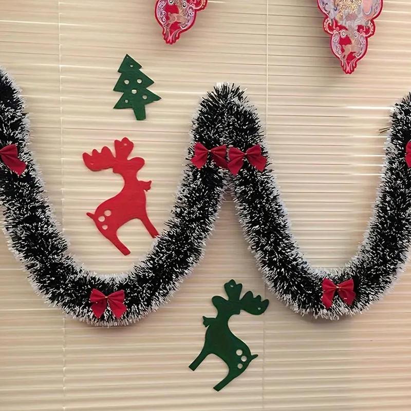 Artificial Christmas Garland, 1 Count Hanging Christmas Tree Ornaments with Random Accessories, Wreath Decor for Staircase Railing Home Party Wall Door