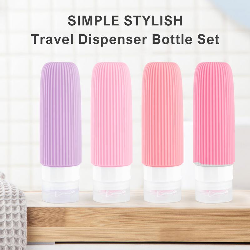 4 Pack Travel Bottles For Toiletries, Tsa Approved 3oz Portable Travel Bottles, BPA Free Leak Proof Squeezable Silicone Travel Size Containers Lotion Hand