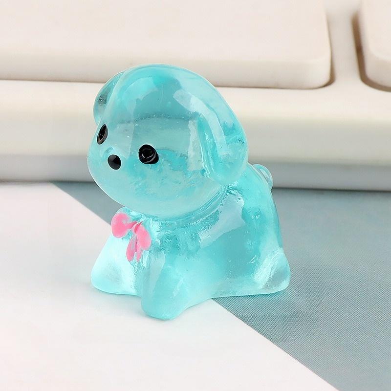 Cute Cartoon Mini Dog Shaped Resin Ornament, 6 Counts set Luminous Mini Animal Figurine, Home Decor for Living Room Bedroom Office