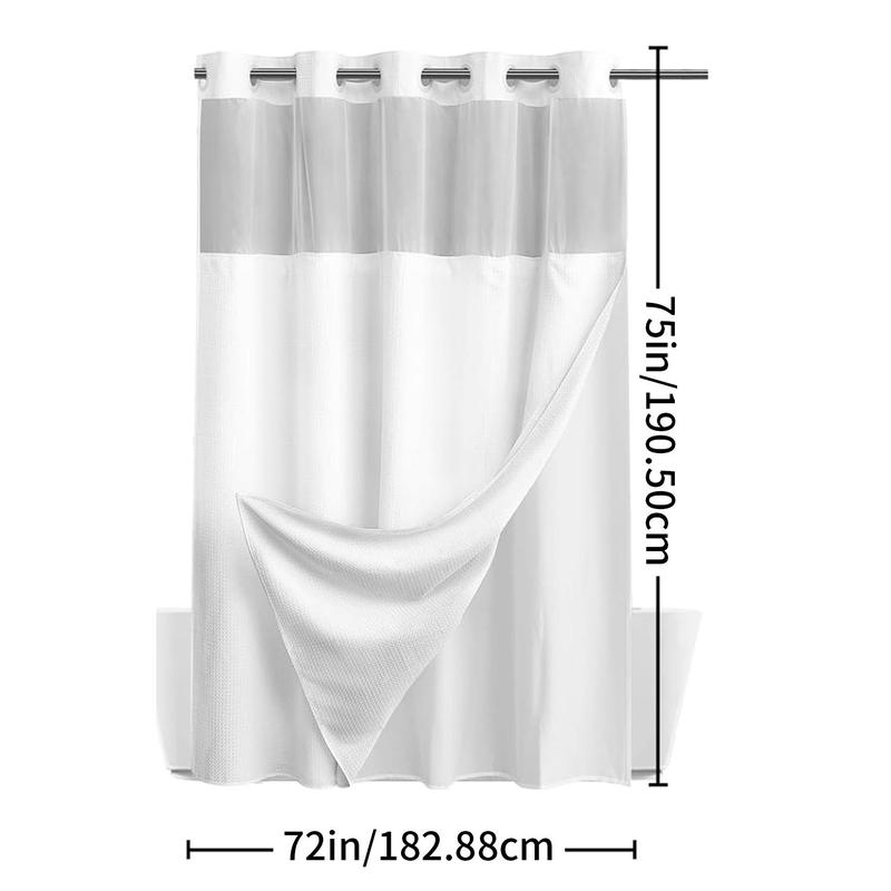 Waffle Design Double Layer Shower Curtain, 2 Counts No Hook Removable Bathroom Wet & Dry Partition Curtain, Bathroom Supplies