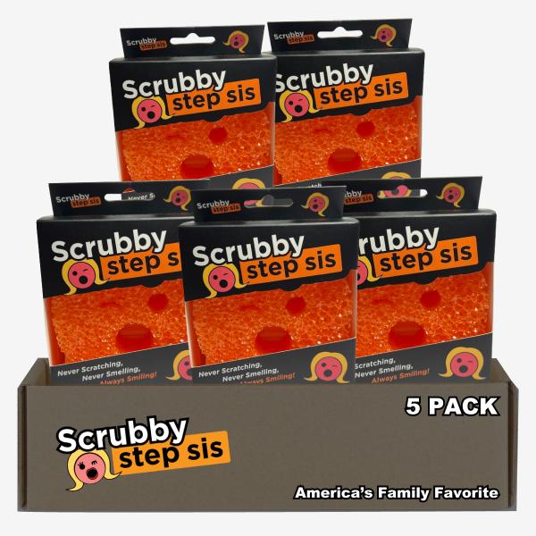 Scrubby Step Sis 5 Pack: The Ultimate Sponge & Scour Pad Combo! Your Kitchen's Best Companion for Utensil Cleaning, Pots, Pans, and Stainless Surfaces. Perfect for Dishes, Grime, and Tough Messes! Get Your Home Sparkling Clean!