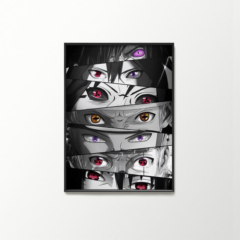 Naruto Poster Eyes Manga Art Anime Wall Print Minimalist Painting Digital Download colorful Art Naruto, Itachi, Kakashi Hatake