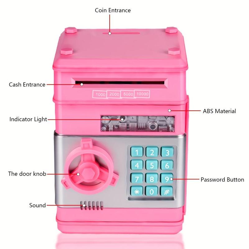 Saving Challenge Piggy Bank Fun Toys for Boys, 1 Count Automatic Coin Deposit Box, Summer Saving Money Challenge Piggy Bank, Safe Box for Money, Electronic Coin Bank without Battery, Creative Gifts for Boys & Girls