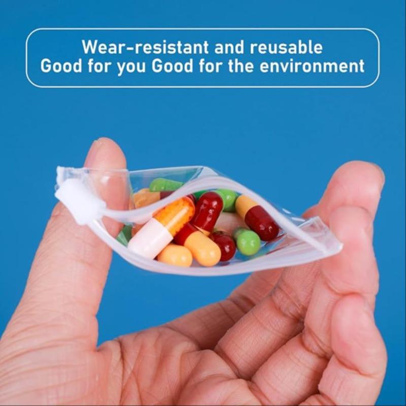 Clear Zipper Pill Storage Bag, 5 10pcs Reusable Pill Storage Bag, Self-sealing Pill Storage Organizer for Travel & Home