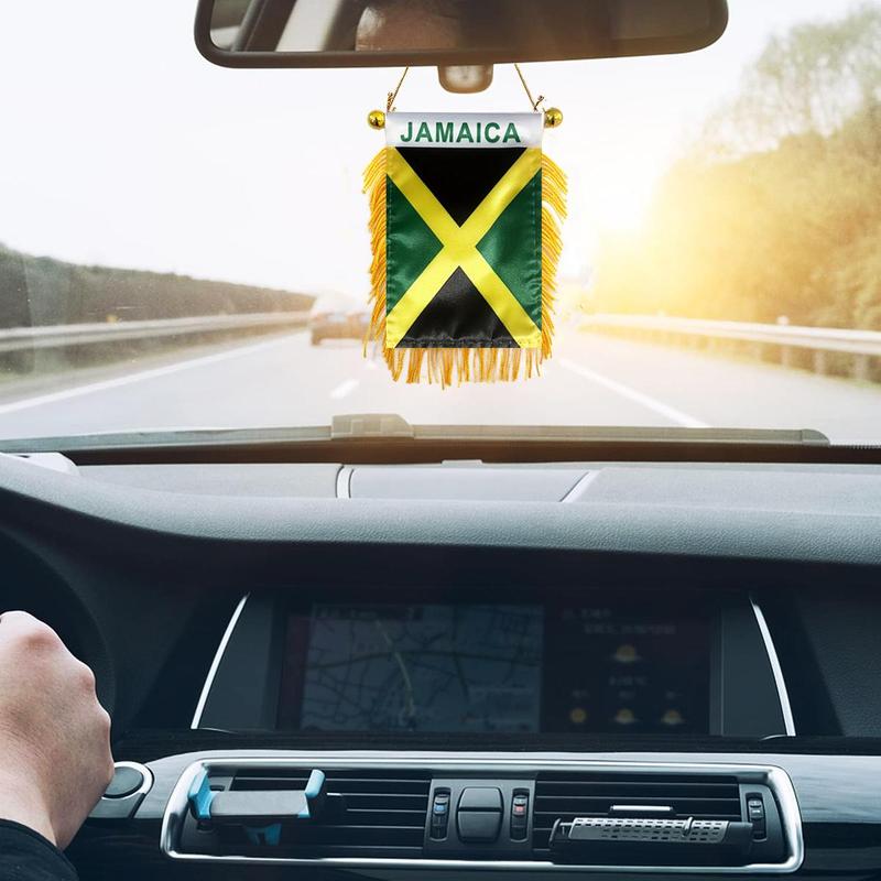 Jamaica Window Hanging Flag, Mini Flag Banner, Car Rearview Mirror Decor, Fringed Hanging Flag with Suction Cup