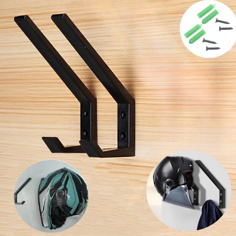 Wall Mounted Helmet & Gear Holder, 2 Counts Wall Hanging Helmet Storage Rack, Home Organizer for Hat, Gloves, Bag, Shoes & Clothes