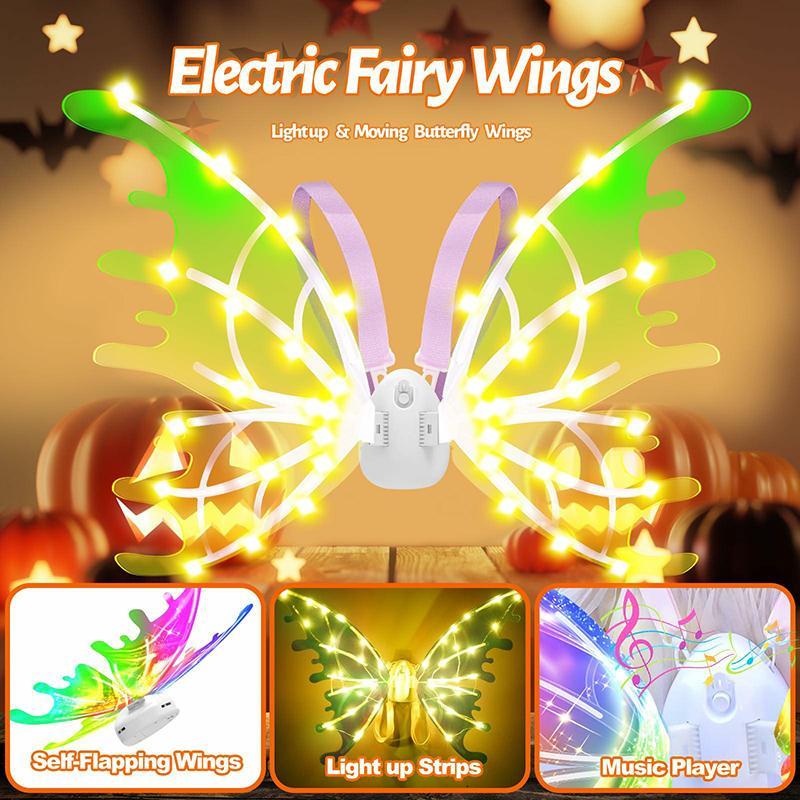 LED Light Up Butterfly Wings, 1 Count Battery Powered Colorful Glowing Butterfly Wings, Novelty Lighting for Party, Festival & Holiday, Christmas Decoration (Batteries Not Included)