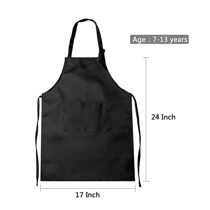 Child Craft Apron and Hat Set Solid Color Front Pocket Bib Apron + Elastic Band Cooking Cap