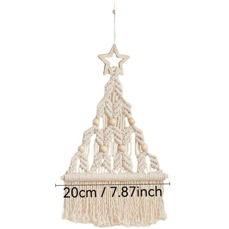 Macrame Wall Hanging Ornament with Tassel, 2 Counts set Macrame Wall Decor, Handmade Woven Tapestry for Home Decoration, Christmas Supplies