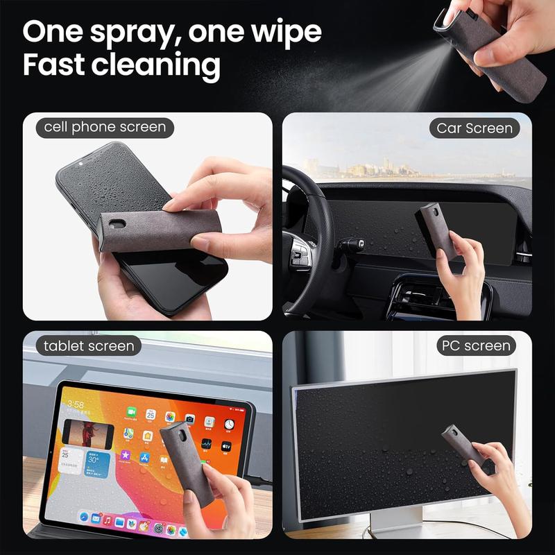 Touchscreen Screen Cleaner, Car, Tablet and Phone Screen Cleaner, Two in One Spray and Microfiber Cloth, Car Accessories for Women Perfect Gifts(Grey)