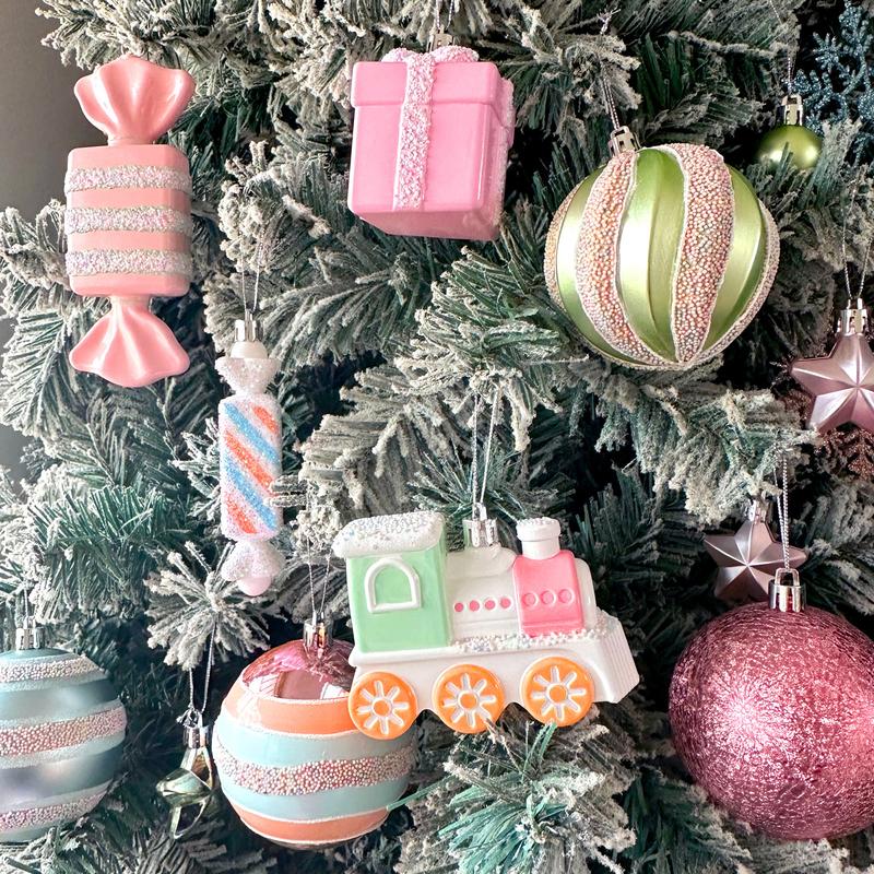 Christmas Balls Hanging Ornament Cute Cartoon Macaron Donut Lollipop Christmas Tree Baubles Pendants Decorations Indoor