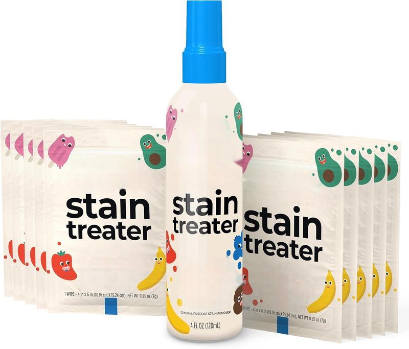 4 oz and 10 Stain Remover Wipes - A must have - food, grease, coffee stains on clothing, underwear, fabrics - no dry cleaning required! Household