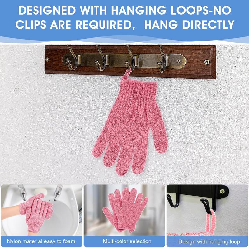 Gloves, 3 count  Mitt  Scrub Gloves with Hanging Loops, Bath Loofah Washcloths Scrubbing Glove for Shower, , Massage,  Remover (Pink, Blue, White)