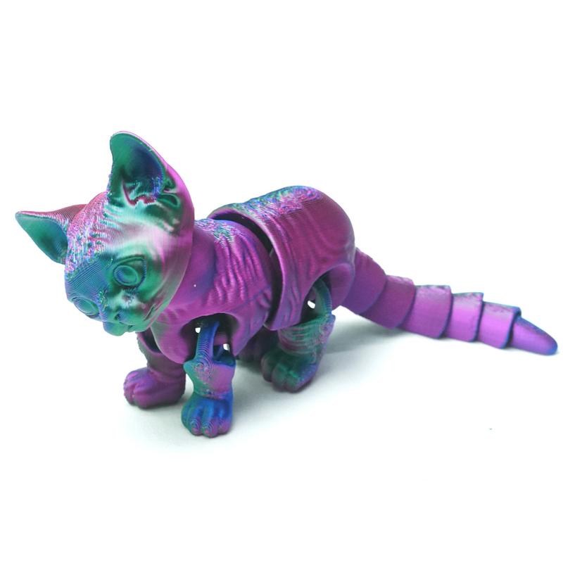 3D Printed Cat Design Figurine, Cute Animal Decorative Ornament, Creative Collectible Toy for Home Office Bedroom Living Room, Fidget Tabletop Ornament