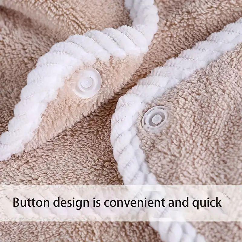 Bowknot Coral Velvet Thickened Bath Towel, 1 Count Button Design Reusable Water Absorption Bathrobe for Adults, Bathroom Accessories for Home Use