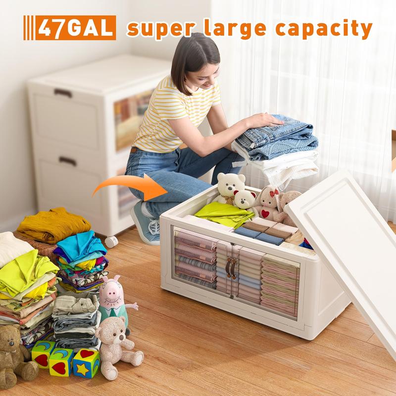  Raybee Furniture with Wheels Collapsible Storage Boxs Large Plastic Storage Bins Closet Organizers and Storage Bins for Bedroom Office