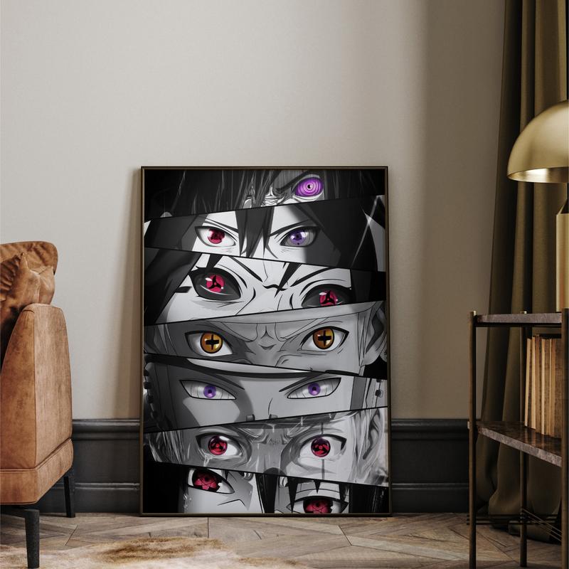 Naruto Poster Eyes Manga Art Anime Wall Print Minimalist Painting Digital Download colorful Art Naruto, Itachi, Kakashi Hatake