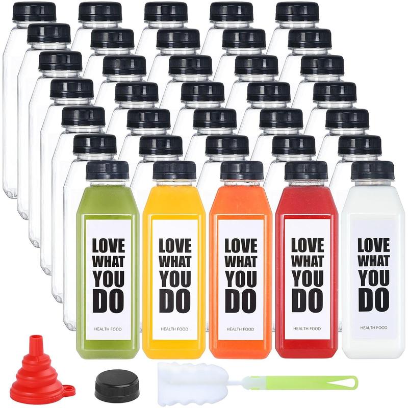 35 count 16oz Plastic Bottles with Caps, Reusable Plastic Juice Bottles with Caps Leak Proof Empty Juicing Bottles Juice Container for Juicing Smoothie Drinking Beverage