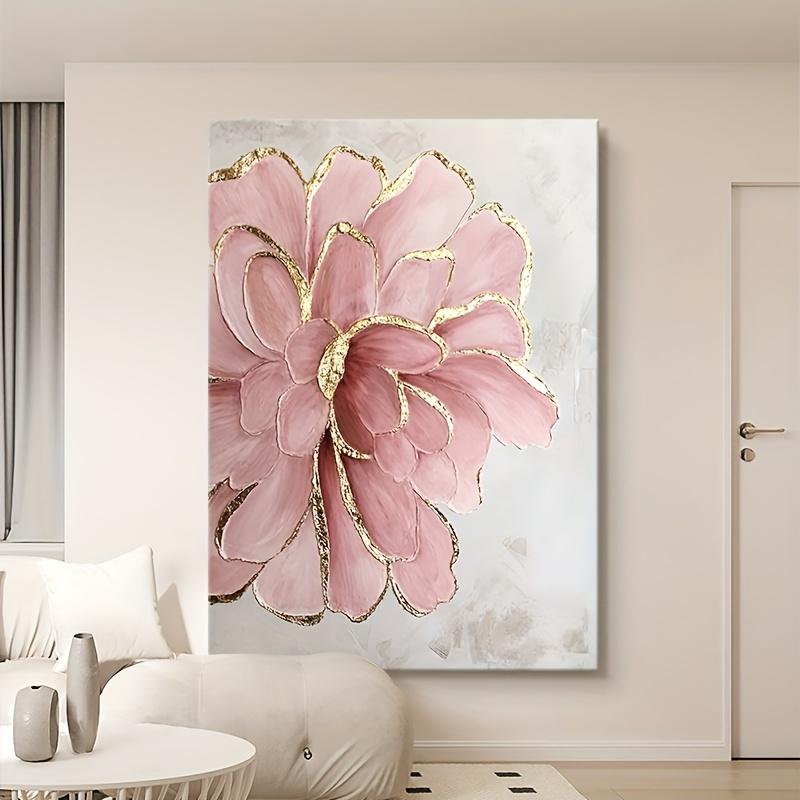 Pink Peony Flower Wall Art - Modern Canvas Print with Decoration,  Living Room and Hotel Decoration, Wall-Hung Print Decorations,Frameless