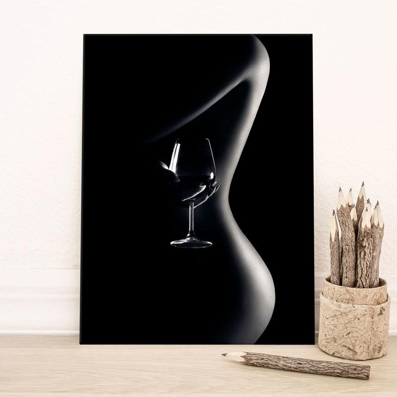 Women & Wine Glass Pattern Canvas Painting Framed, 1 Count Modern Aesthetic Art Wall Decor, Wall Art for Home Living Room Office Gallery Decor