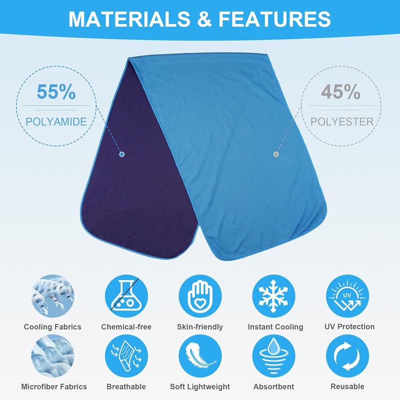 [Limited time deal] Cooling Towels for Neck and Face, Soft Breathable Ice Towel for Gym, Yoga, Workout, Sport, Camping, and Cruises