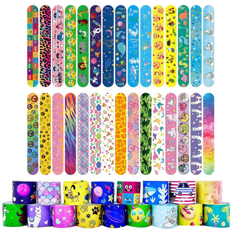 Christmas Animal & Rainbow & Heart Series Slap Bracelet, 30pcs set Colorful Wristband for Party Favors, Party Supplies, Gift for Friends