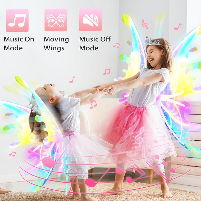 New upgraded model LED Light Up Butterfly Wings, 1 Count BatteryPowered Colorful Glowing Butterfly WingsNovelty Lighting for Party, Festival &Holiday, Christmas Decoration (Batteries NotIncluded)，Birthday gift for children