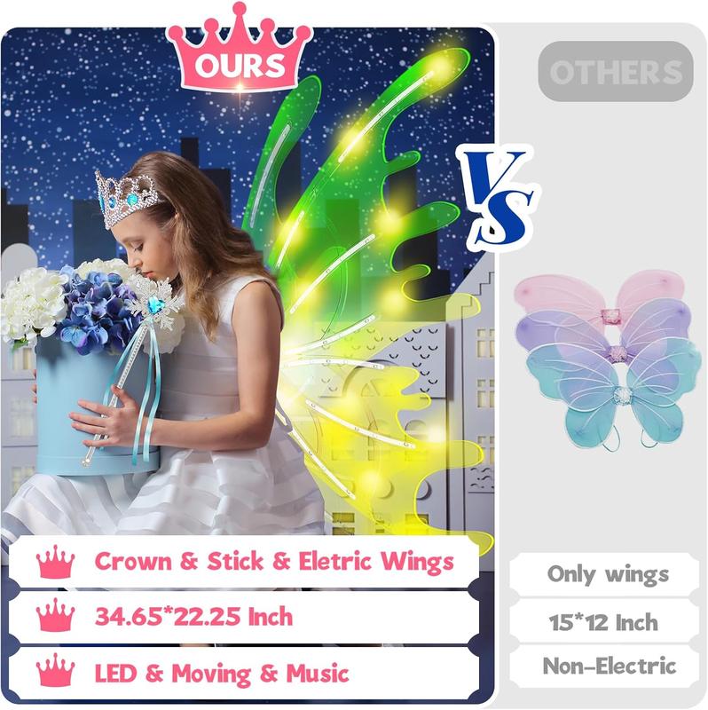 New upgraded model LED Light Up Butterfly Wings, 1 Count BatteryPowered Colorful Glowing Butterfly WingsNovelty Lighting for Party, Festival &Holiday, Christmas Decoration (Batteries NotIncluded)，Birthday gift for children