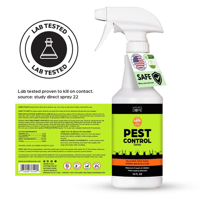 Nature's Dome 16 oz DIY Pest Control Spray Kit - Just Add Water, Essential Oils, Includes Bottle & Concentrate - Safe for Pets & Kids, Indoor Outdoor Use