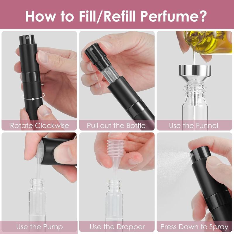 8ml Travel Perfume Atomizer Bottles Refillable, Mini Atomizer Sprayer for Perfume, Empty Travel Cologne Bottle Pocket Perfume Dispenser(4 Pack) Lightweight Organiser