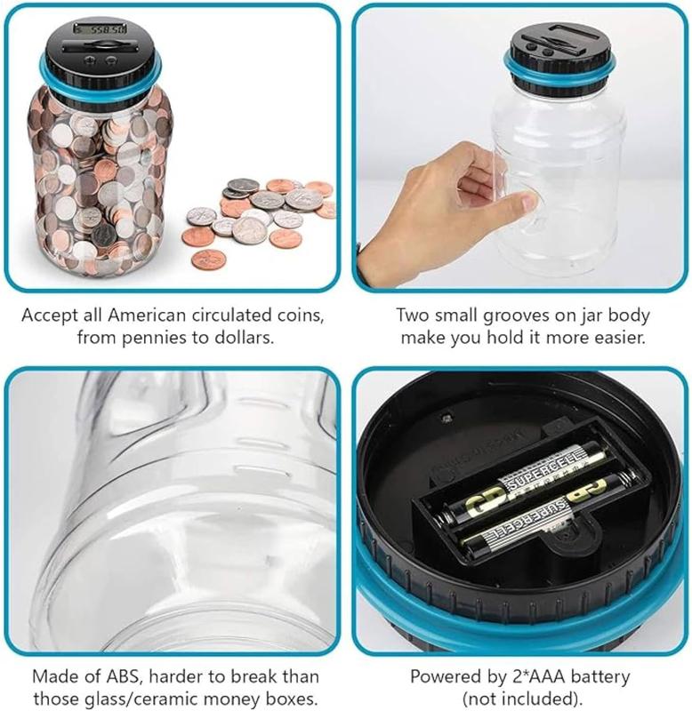 Capacity Coin Counter Machine with LCD Counter，Saving money Is a big challenge，Planner for Budgeting,Boyfriend Gifts, Giftsfor Girlfriend