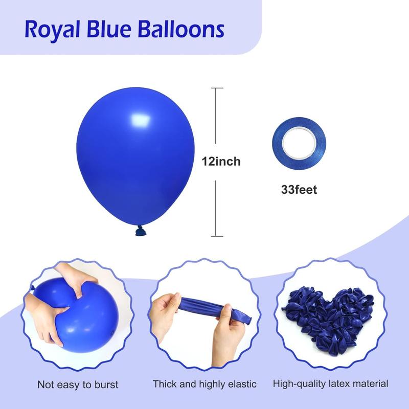 Royal Blue Balloons 12 inch, 50 Pack Royal Blue Latex Party Balloons for Birthday Graduation Baseball Wedding Party Decorations (with Blue Ribbon)