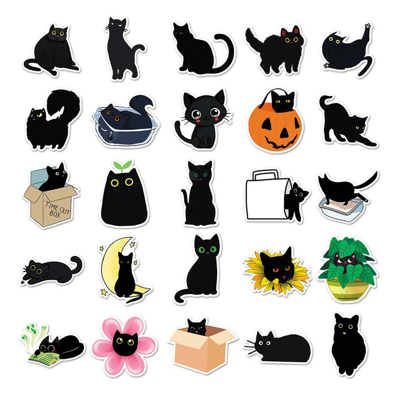 50pcs Cartoon Cat Series Graffiti Sticker, Waterproof Decoration Sticker For DIY, DIY Decorative Decal For Laptops Smartphones Suitcase, Bedroom Decor