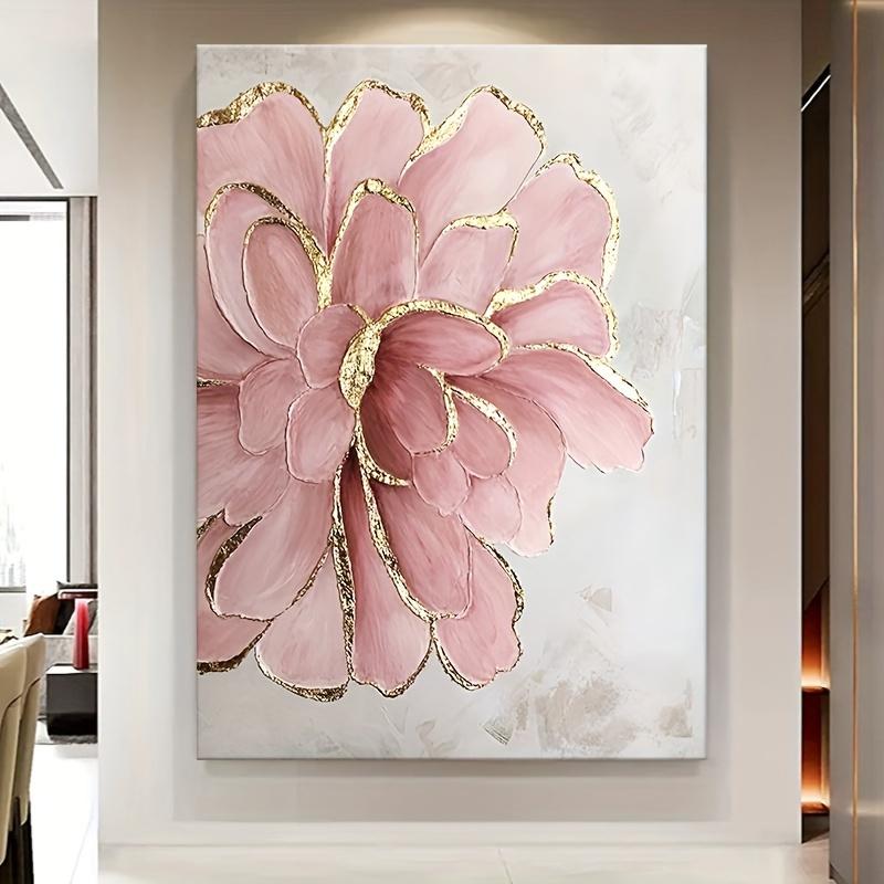 Pink Peony Flower Wall Art - Modern Canvas Print with Decoration,  Living Room and Hotel Decoration, Wall-Hung Print Decorations,Frameless