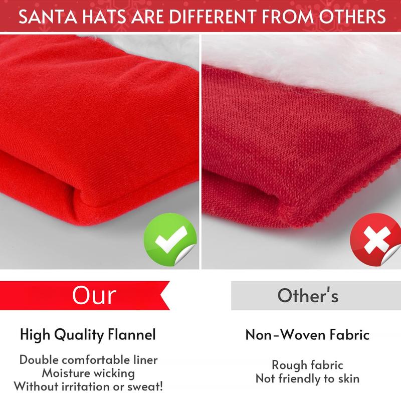 Christmas Hat Santa Hat Adult: Xmas Holiday Hat for Women and Men - Extra Thicken Classic Fur for Christmas New Year Festive Holiday Party Supplies