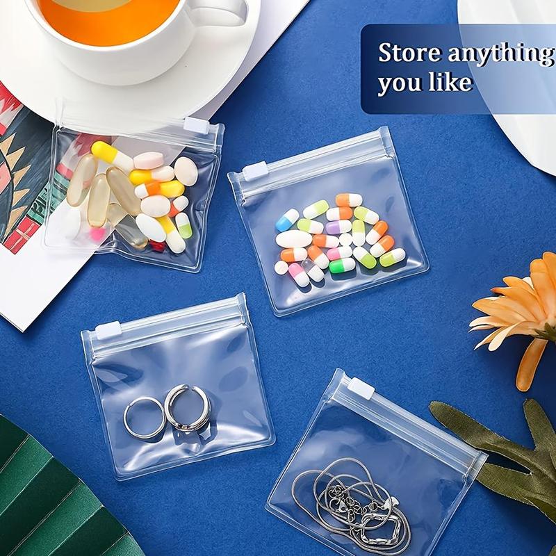 Clear Zipper Pill Storage Bag, 5 10pcs Reusable Pill Storage Bag, Self-sealing Pill Storage Organizer for Travel & Home