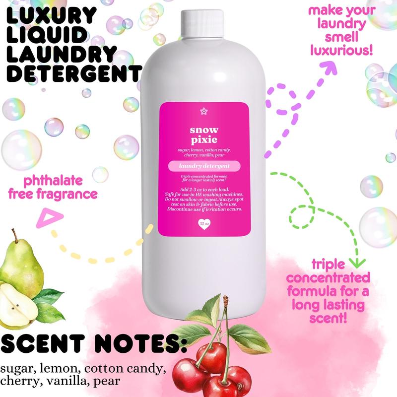 Luxury Liquid Detergents - 32oz Household Scented Laundry Detergent - Long-lasting Scent