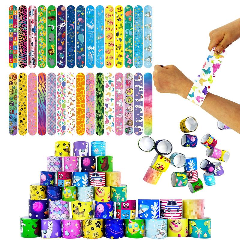 Christmas Animal & Rainbow & Heart Series Slap Bracelet, 30pcs set Colorful Wristband for Party Favors, Party Supplies, Gift for Friends